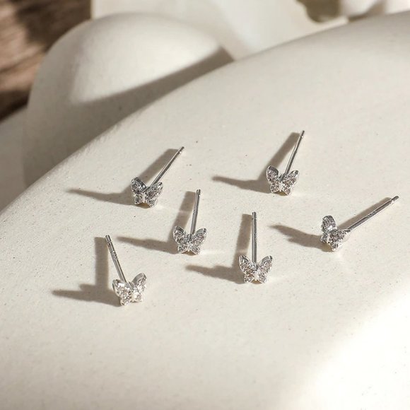 6 PCS NEW 925 Sterling Silver Butterfly Earrings - Picture 2 of 4
